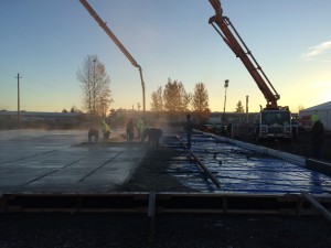 Pouring concrete.